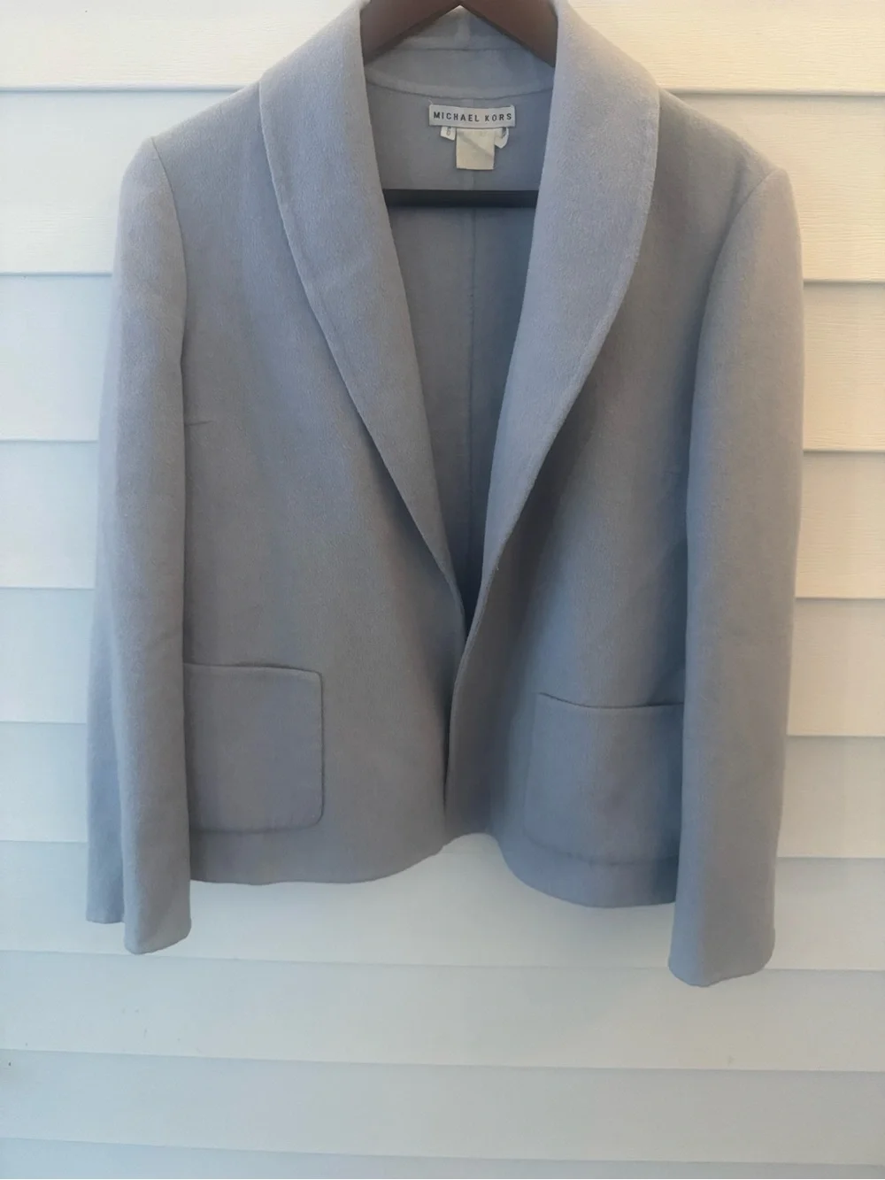 Michael Kors Light Gray Shawl Collar Wool-Blend Blazer